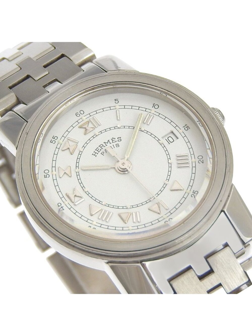 Hermes Carrick Stainless Steel Quartz Analog Display White Dial Watch - Picture 3 of 8
